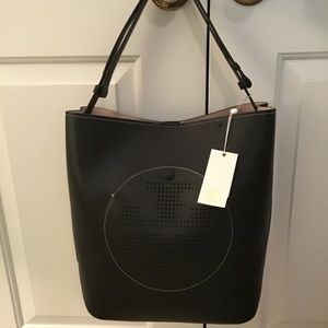 NWT Tory Burch Black Perforated Tote